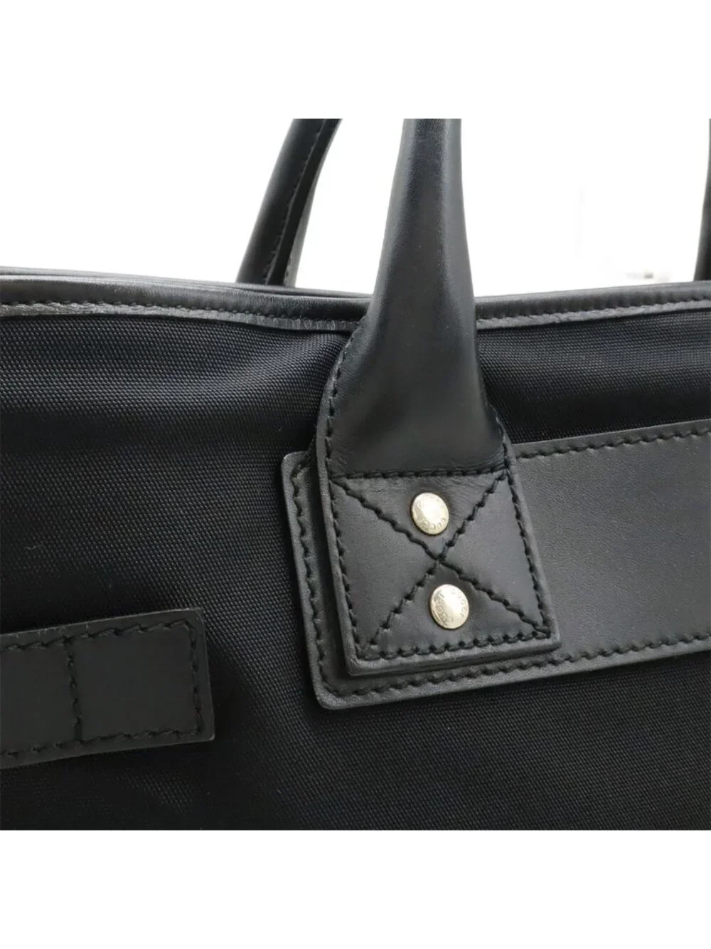 Gucci Business Briefcase Document Purse Nylon Canvas Black Silver - Picture 7 of 9